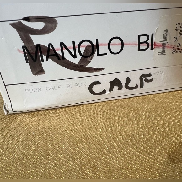 MANOLO BLAHNIK Roon Open-Toe Ankle-Wrap Sandals Black Leather High Heel 39 XE - Picture 5 of 5